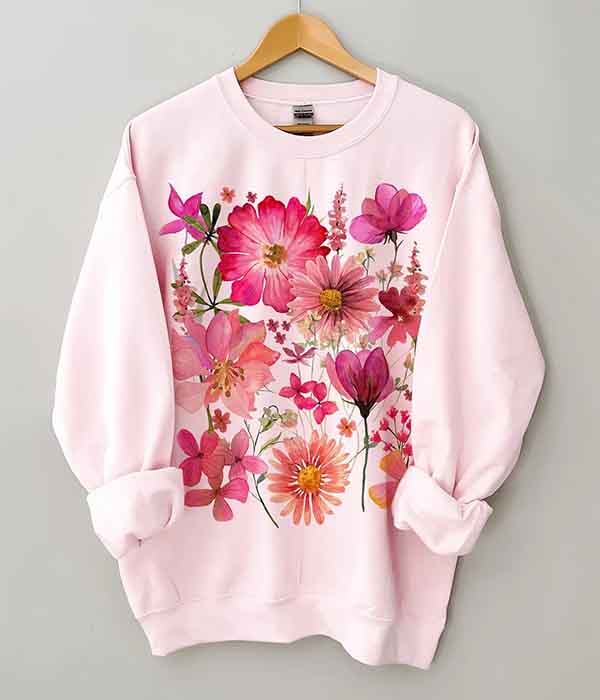 Vintage Wildflowers Pullover Sweatshirt