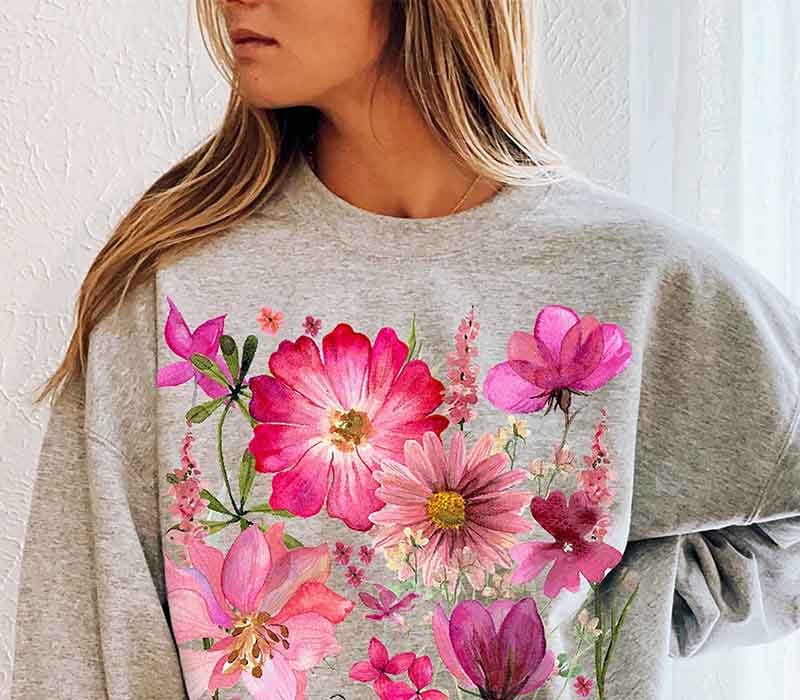 Vintage Wildflowers Pullover Sweatshirt