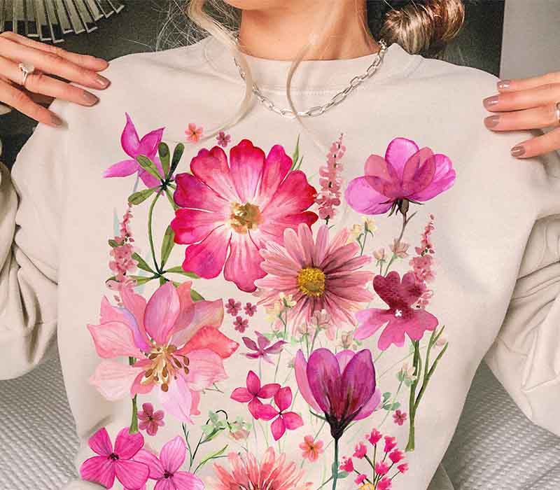 Vintage Wildflowers Pullover Sweatshirt