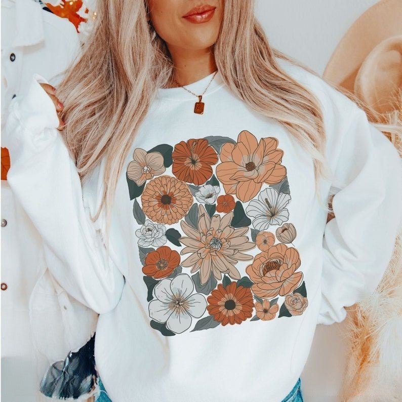 Boho Nature Flowers Sweatshirt