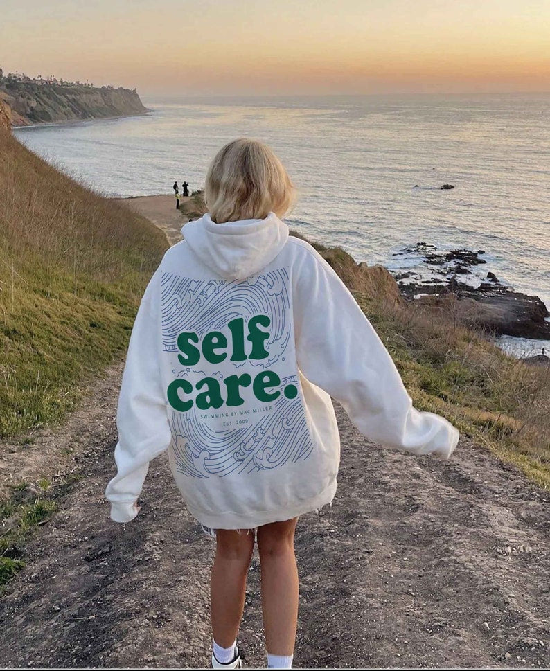 Self Care Letter Print Hoodie