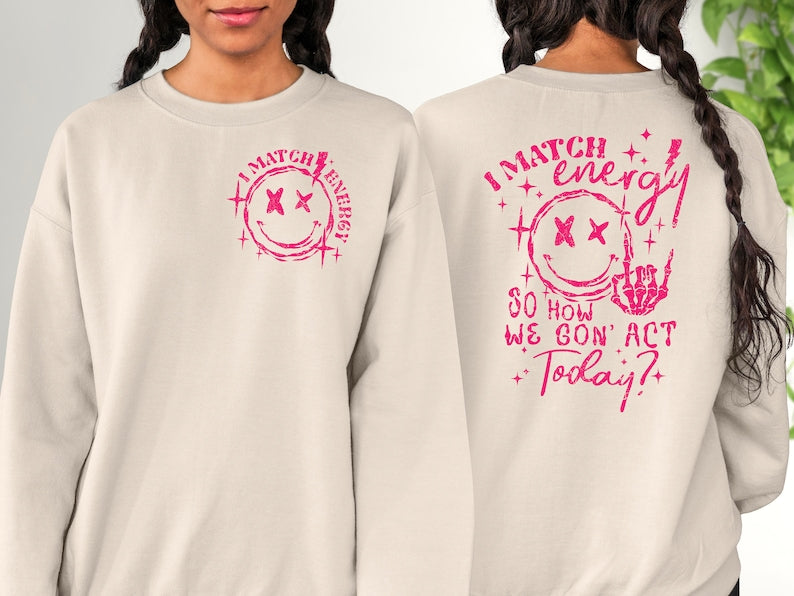 Double Print Cute Crewneck Sweatshirt