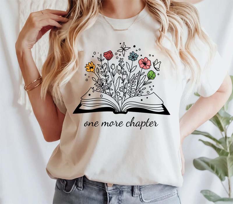 Funny Reading Cute Graphic Floral T-shirt