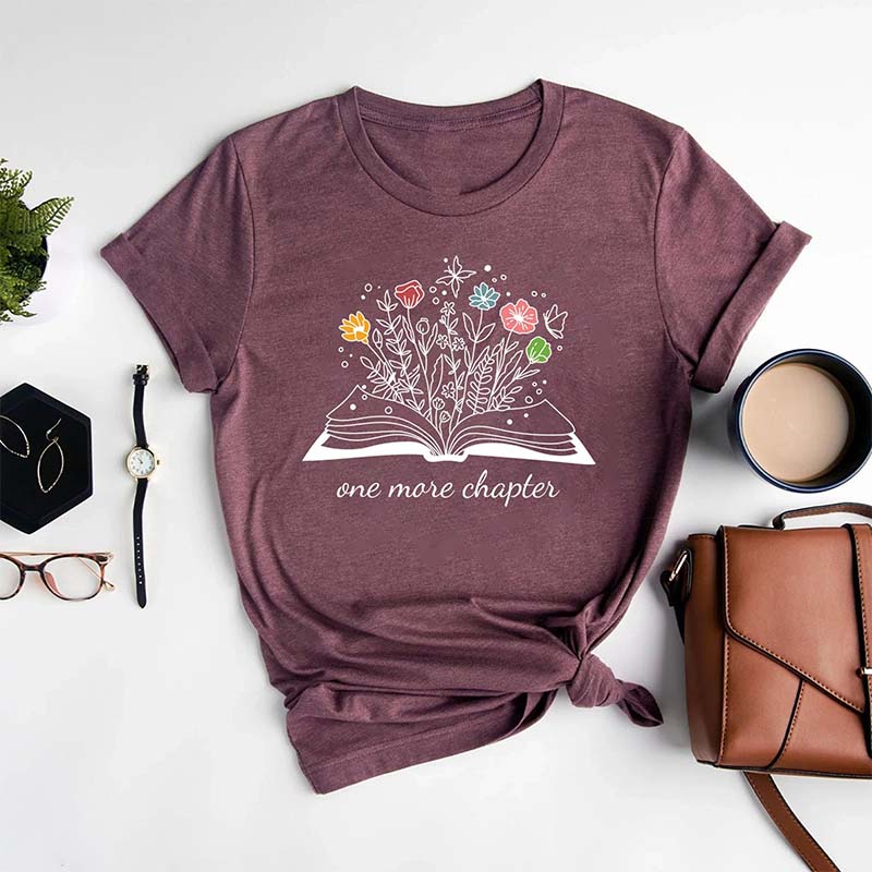 Funny Reading Cute Graphic Floral T-shirt