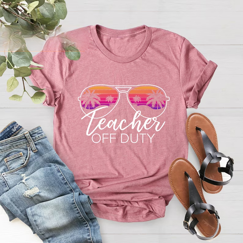 Teacher Off Duty Glasses Print T-shirt