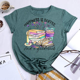 Coffee and Book Lover Round Neck T-shirt