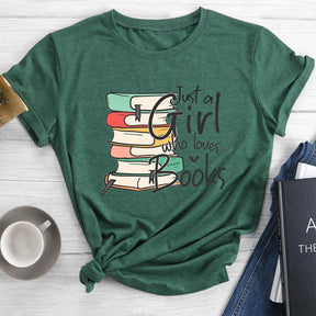 Just A Girl Who Love Books Round Neck T-shirt