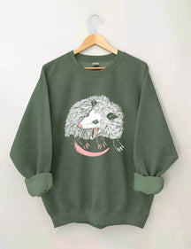 Opossum Print Casual Sweatshirt