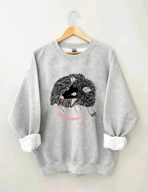 Opossum Print Casual Sweatshirt