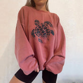 Womens Loose Turtle Printed Sweatshirt