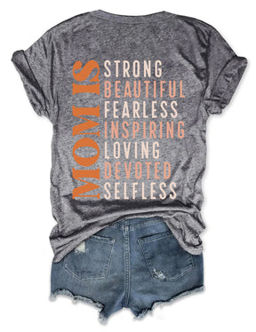 Mom Is Strong Beautiful Fearless T-shirt