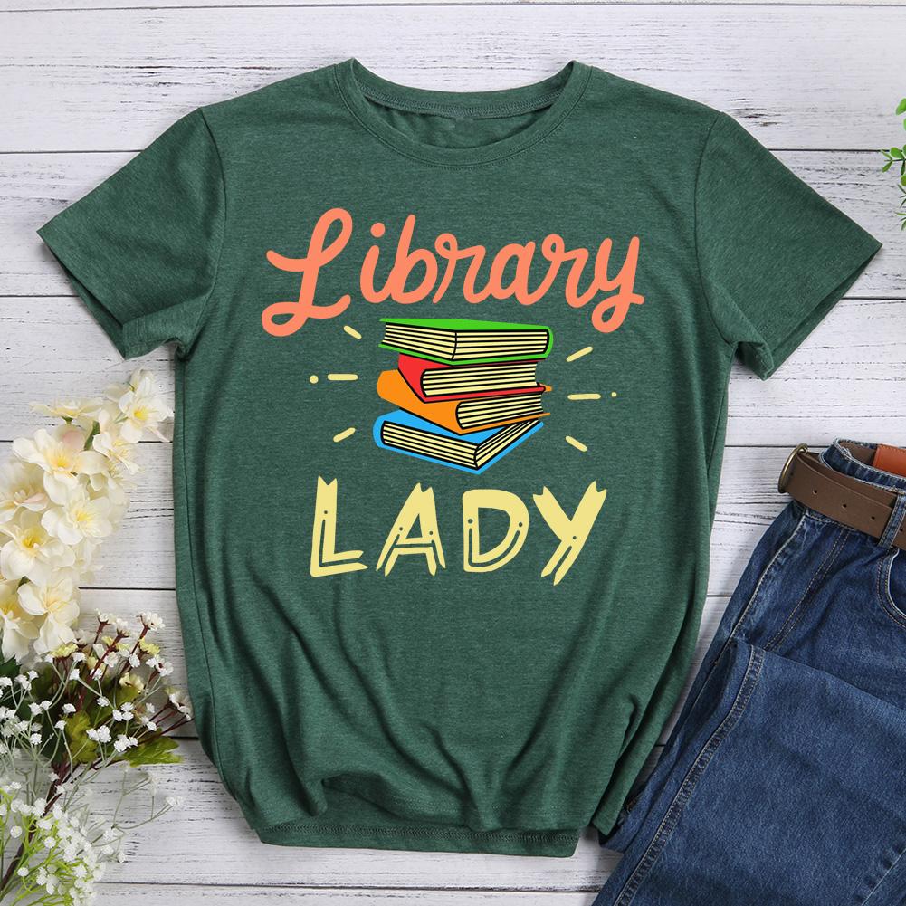 Library Lady Book Lovers Round Neck T-shirt