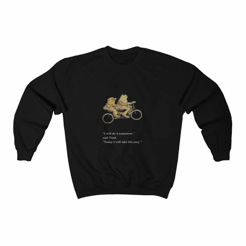 Grenouille et crapaud équitation vélo unisexe sweat-shirt 