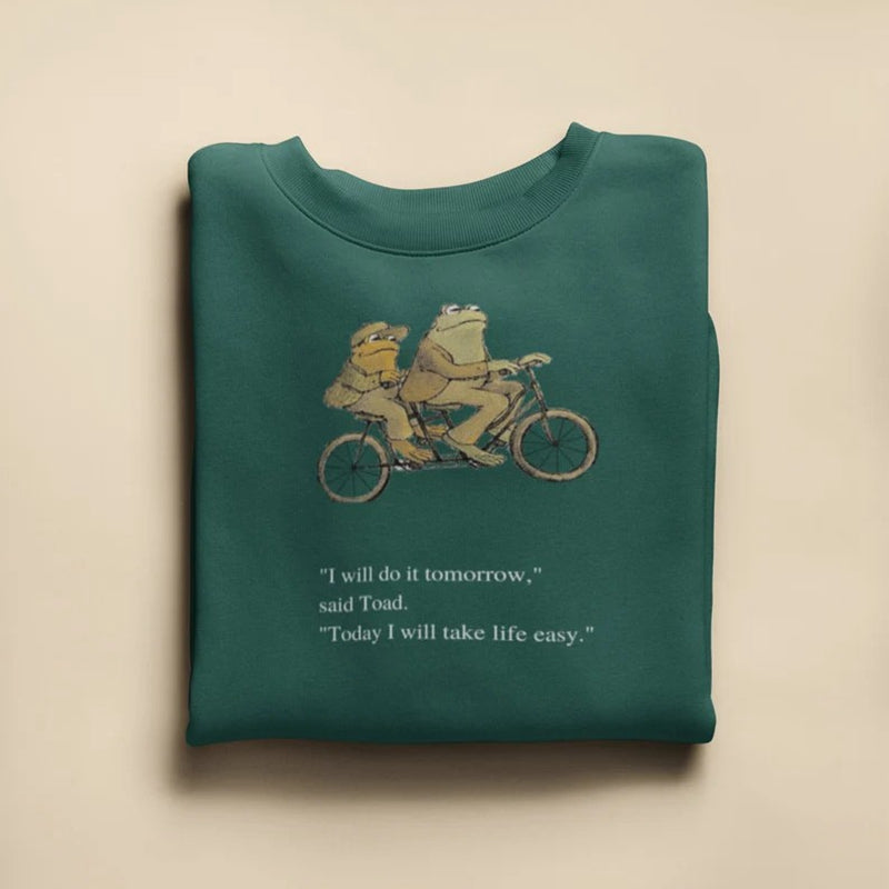 Grenouille et crapaud équitation vélo unisexe sweat-shirt 