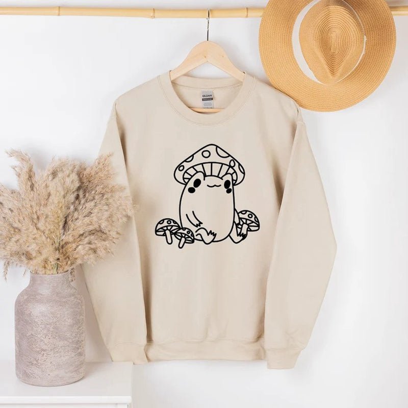 Frog Sweatshirt, Frog And Mushroom Sweatshirt