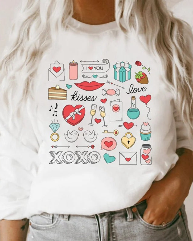 Valentijnsdag hart doodles clipart, liefde Sweatshirt