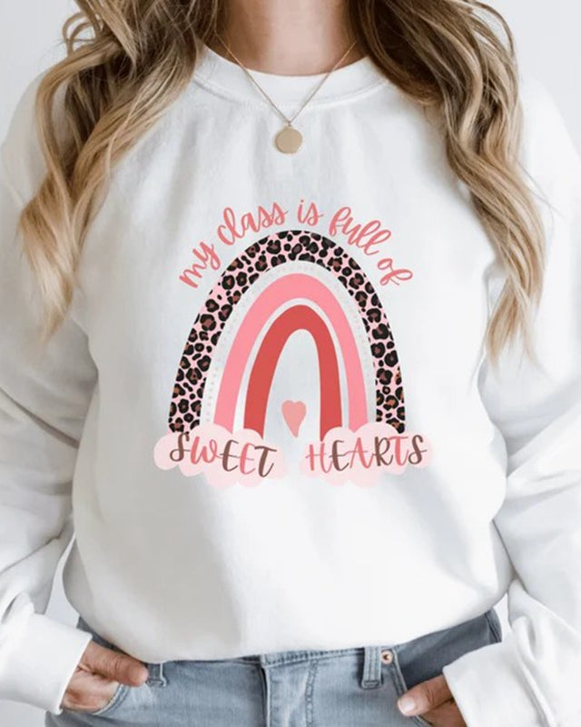 Ma classe pleine de coeurs doux Sweat-shirt de professeur de Saint Valentin 