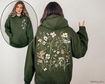 Bohemian style retro wildflower round neck Hoodie