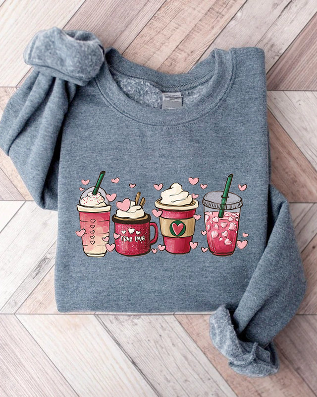 Valentijnsdag koffie print sweatshirt