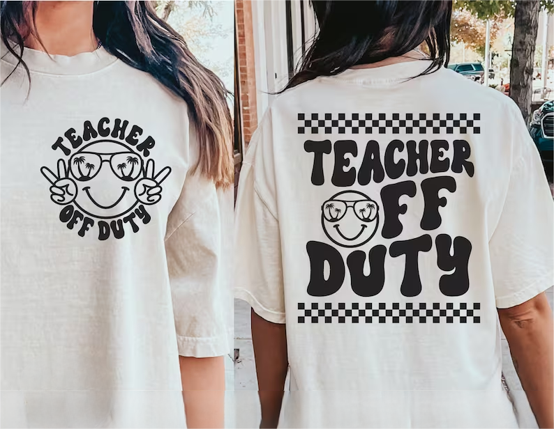 Teacher Off Duty Casual Print T-shirt